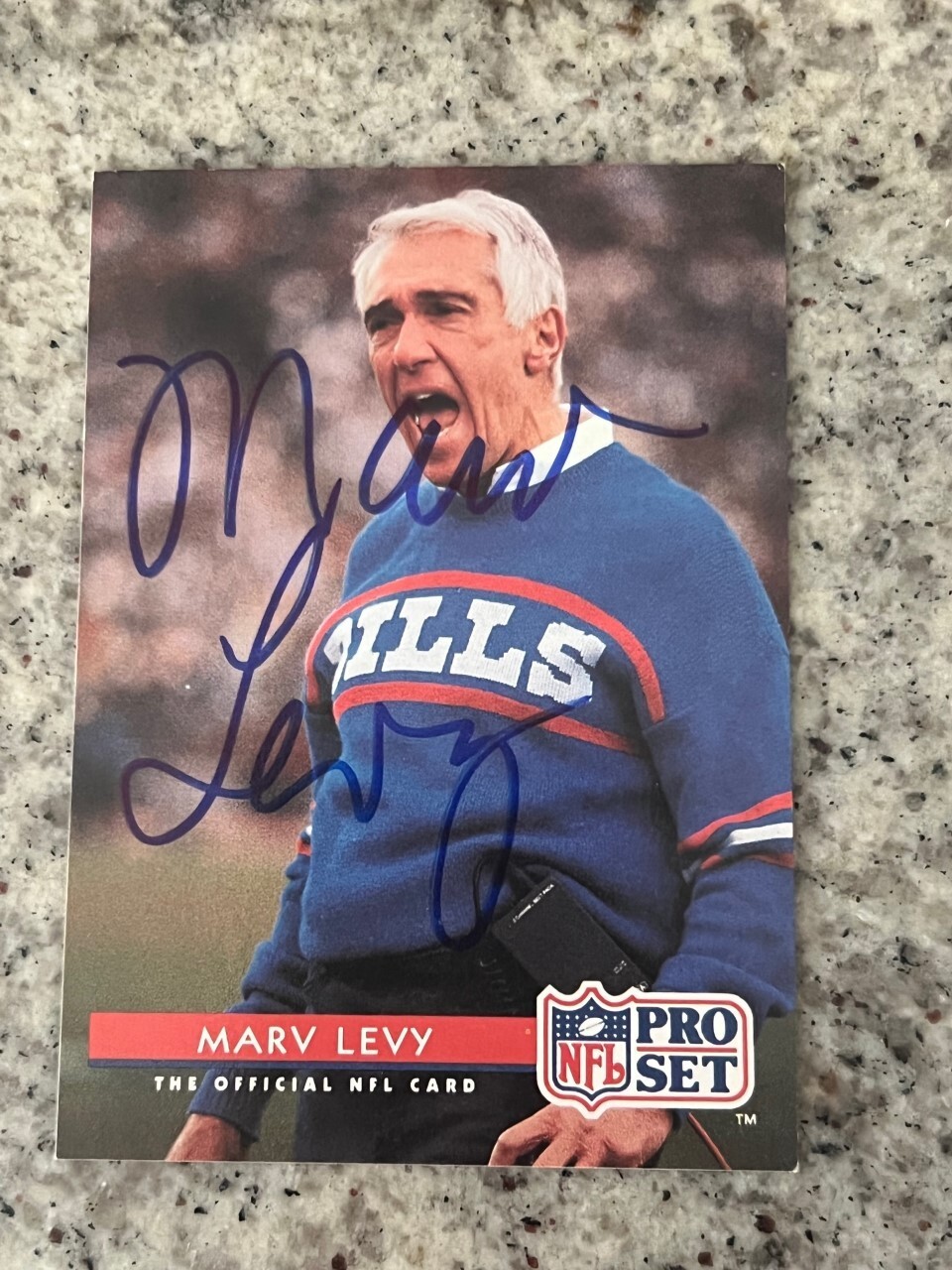 Marv Levy signed autographed 1992 Pro Set Football Card Buffalo Bills In Person