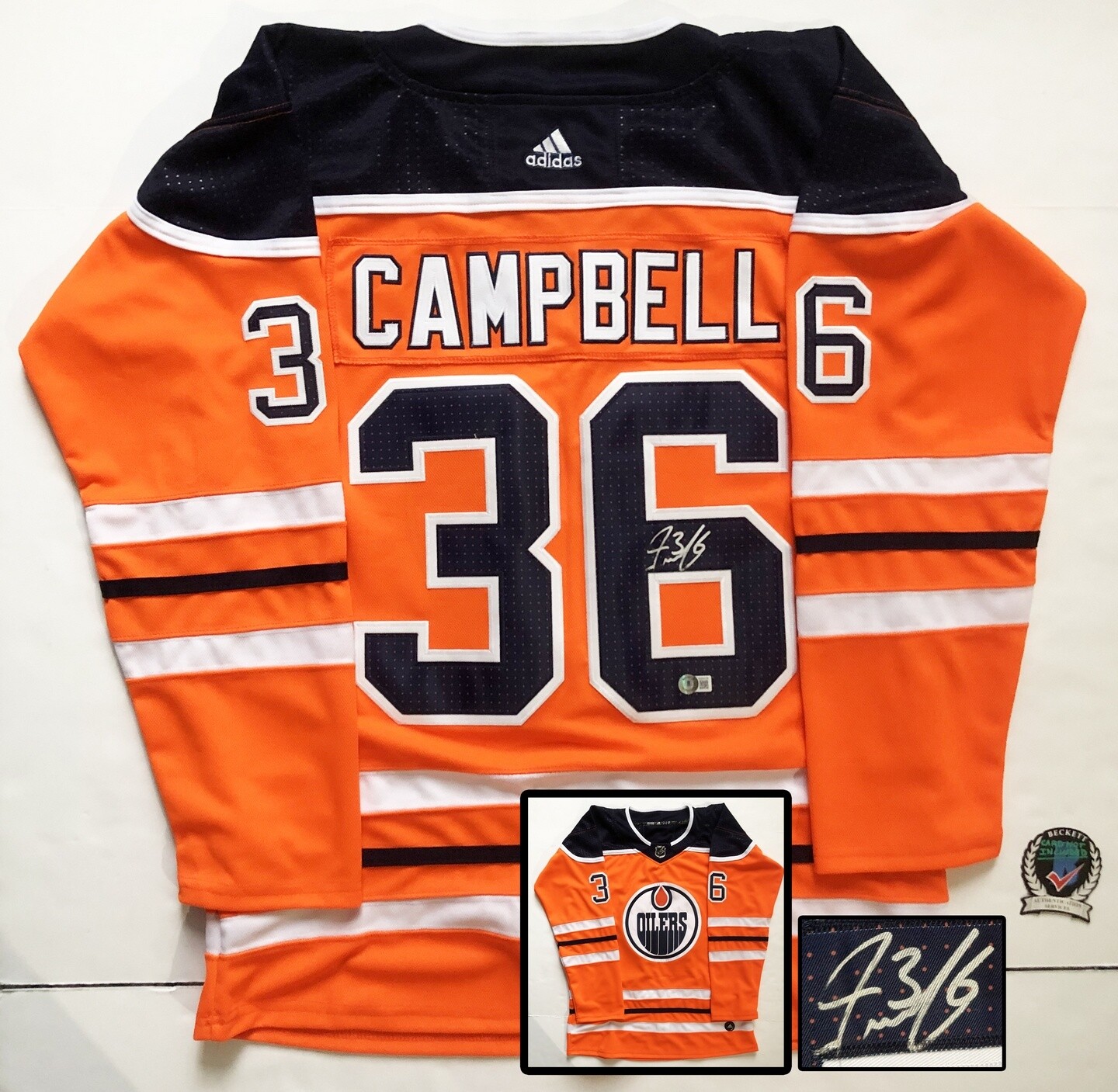 Jack Campbell Signed Jersey Edmonton Oilers Beckett BAS COA
