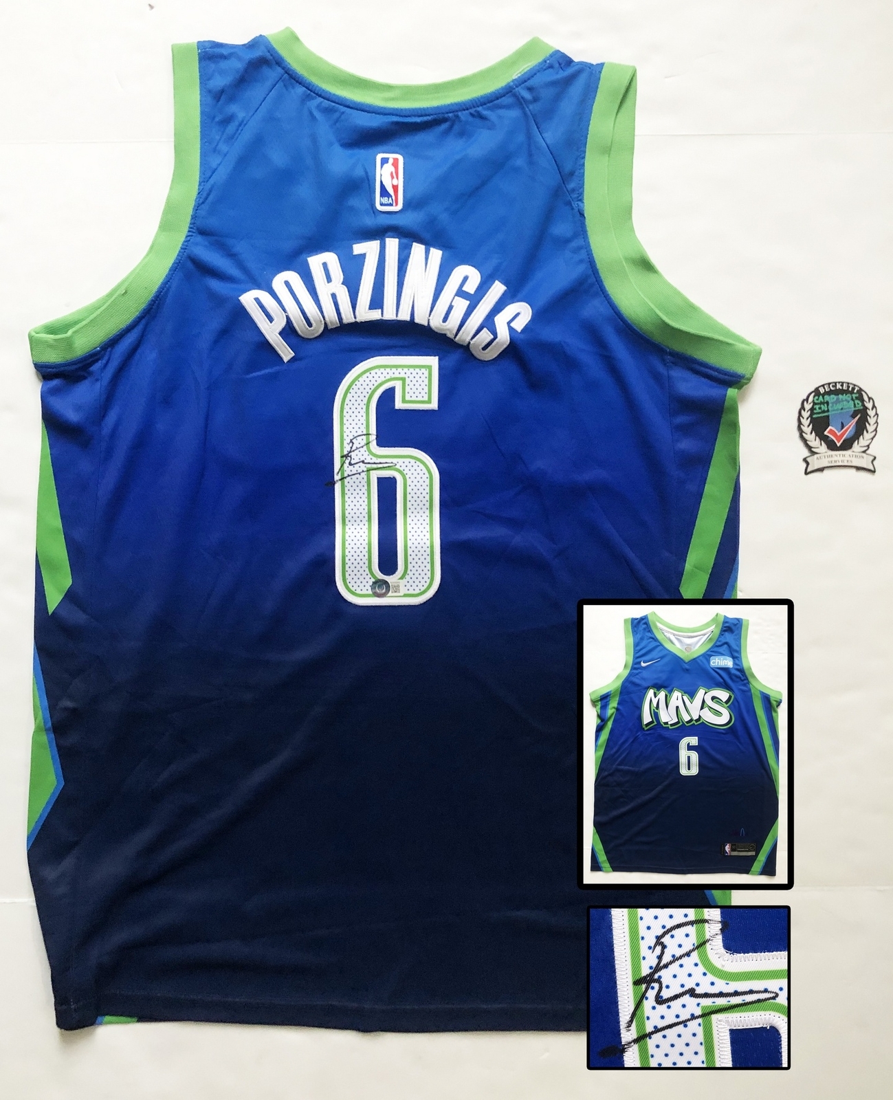 Kristaps Porzingis Signed Jersey Dallas Mavericks Beckett BAS 1 COA