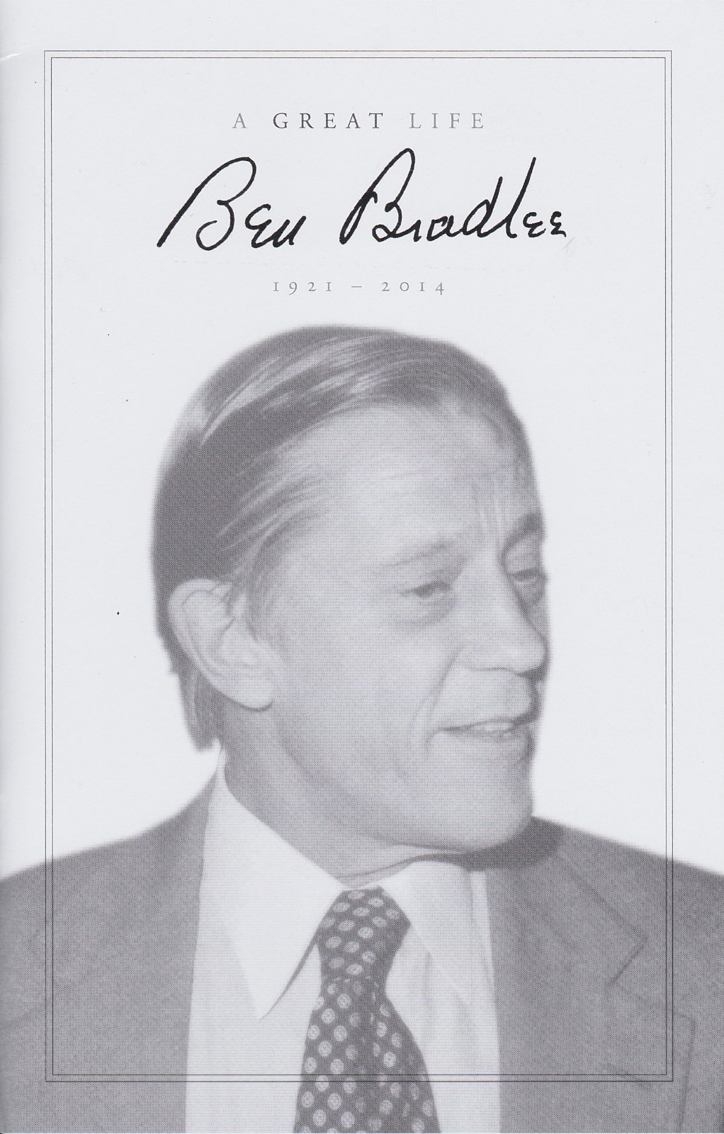 Ben Bradlee Official Funeral Program - Watergate Bob Woodward & Carl Bernstein