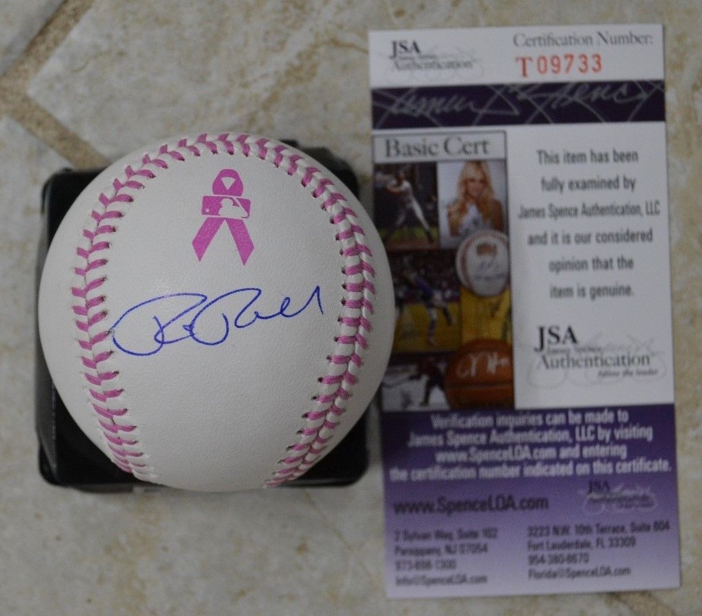 Rick Porcello Signed OMLB Breast Cancer Baseball w/ JSA COA #T09733 Red Sox
