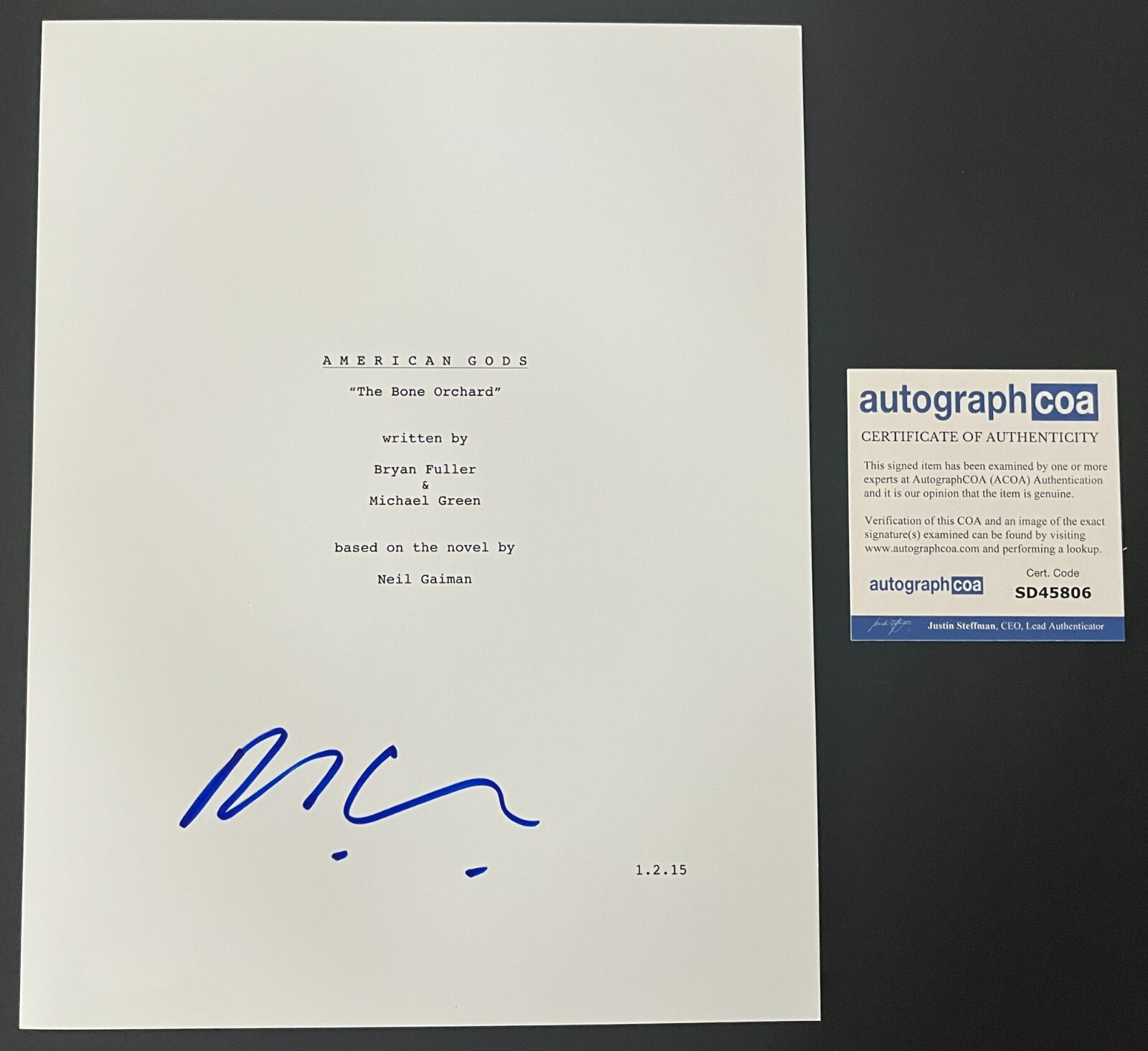 MICHAEL GREEN SIGNED AUTOGRAPH AMERICAN GODS FULL 58 PAGE PILOT SCRIPT
