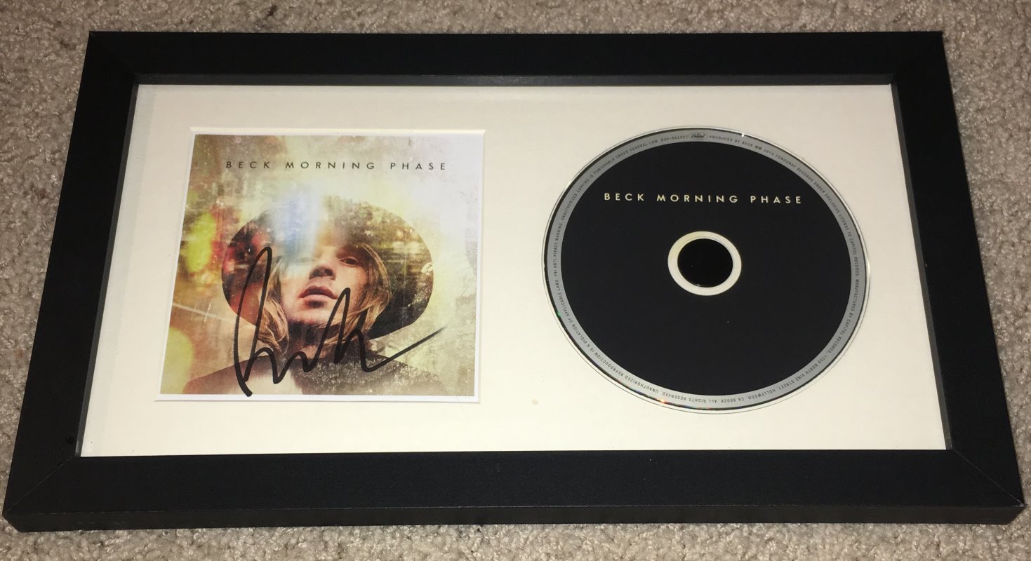 BECK HANSEN SIGNED AUTOGRAPH MORNING PHASE FRAMED & MATTED CD w/EXACT PROOF
