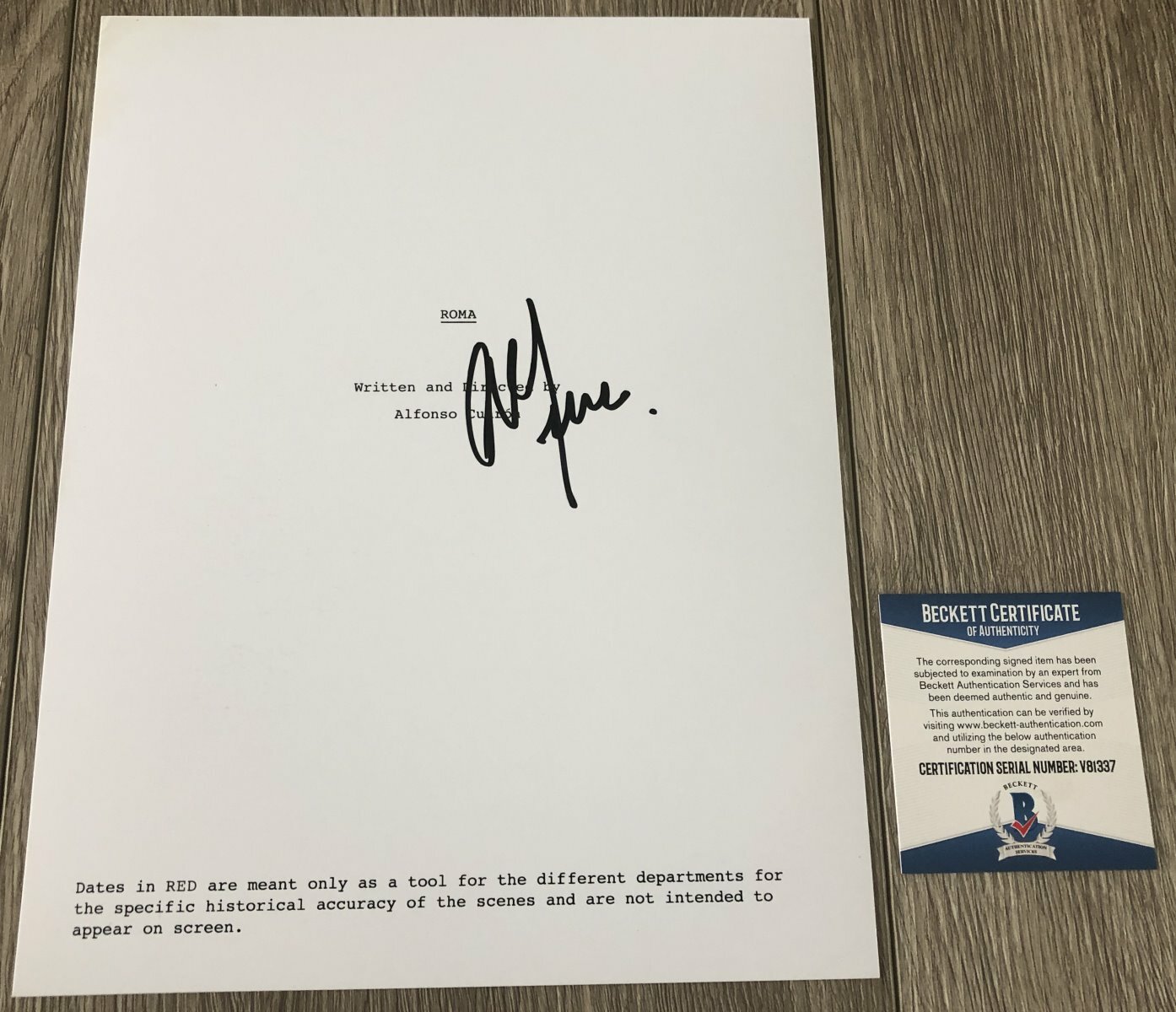 ALFONSO CUARON SIGNED ROMA FULL 136 PAGE SCRIPT w/EXACT PROOF & BECKETT BAS COA
