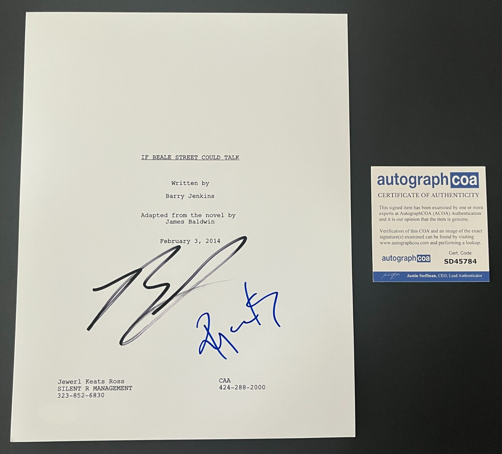 BARRY JENKINS REGINA KING SIGNED IF BEALE STREET COULD TALK SCRIPT w/EXACT PROOF
