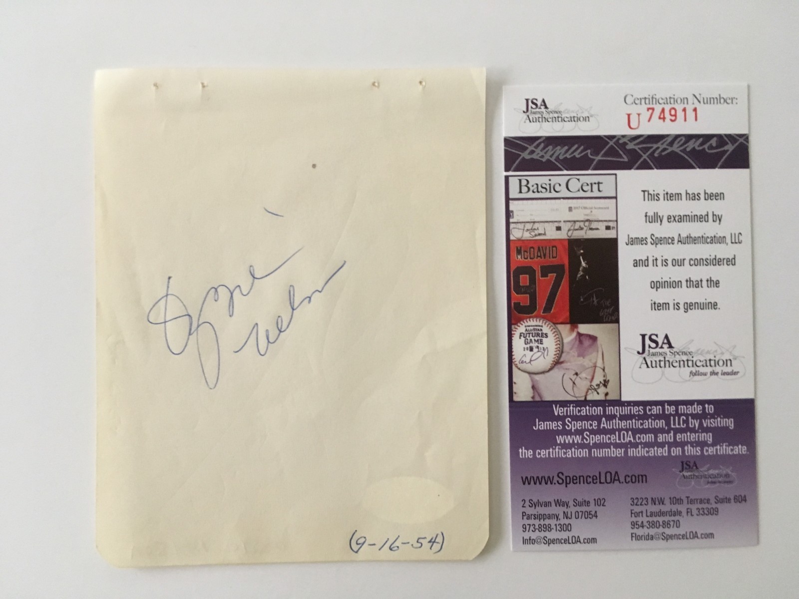 Ozzie Nelson Signed Autographed Album Page JSA Certified Harriet

