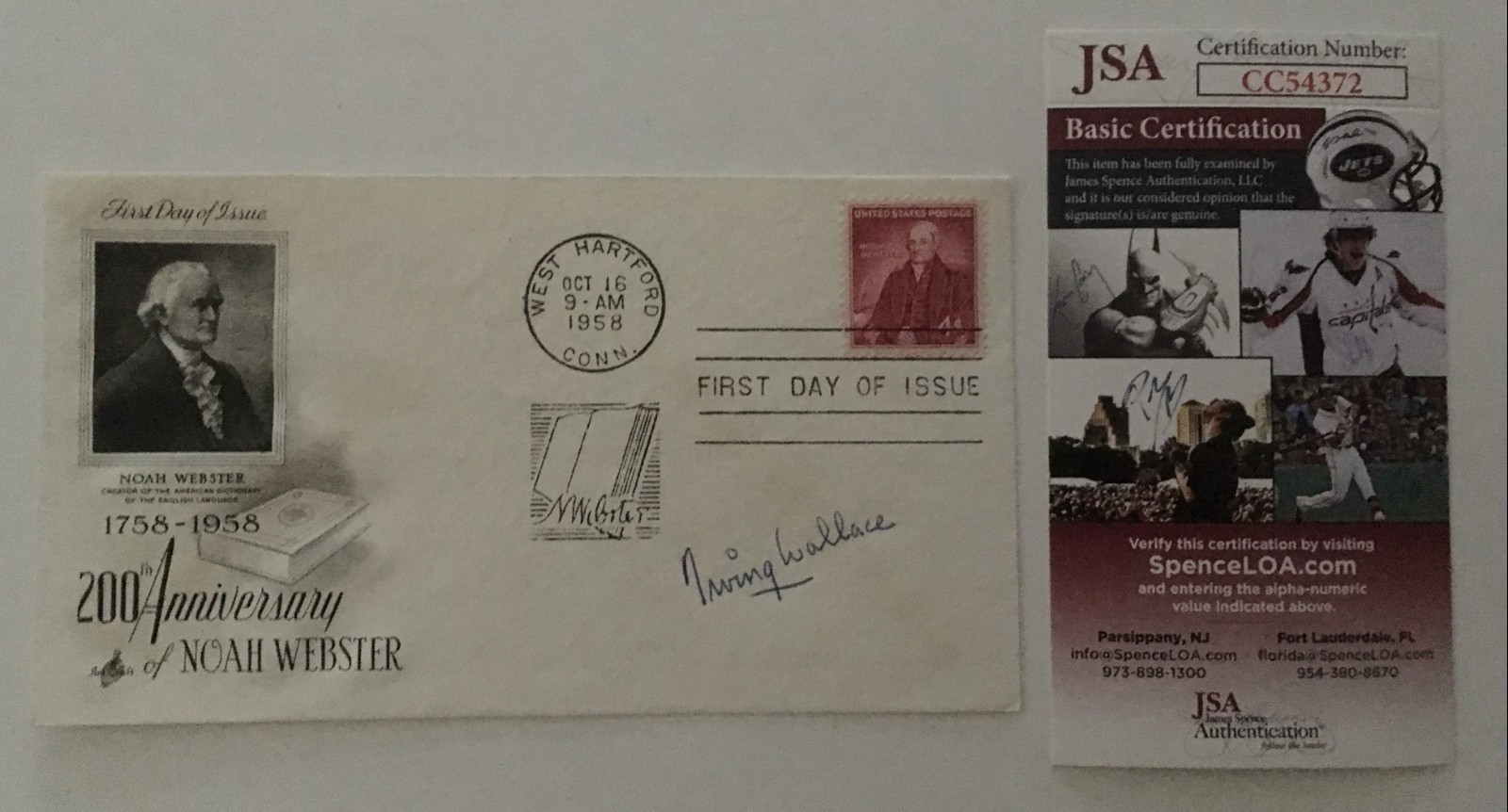 Irving Wallace Signed Autographed First Day Cover JSA Cert Screenwriter Author
