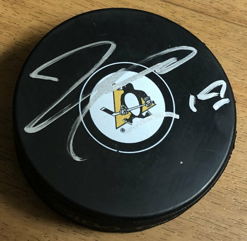 JARED MCCANN SIGNED AUTOGRAPH PITTSBURGH PENGUINS NHL LOGO PUCK w/PROOF

