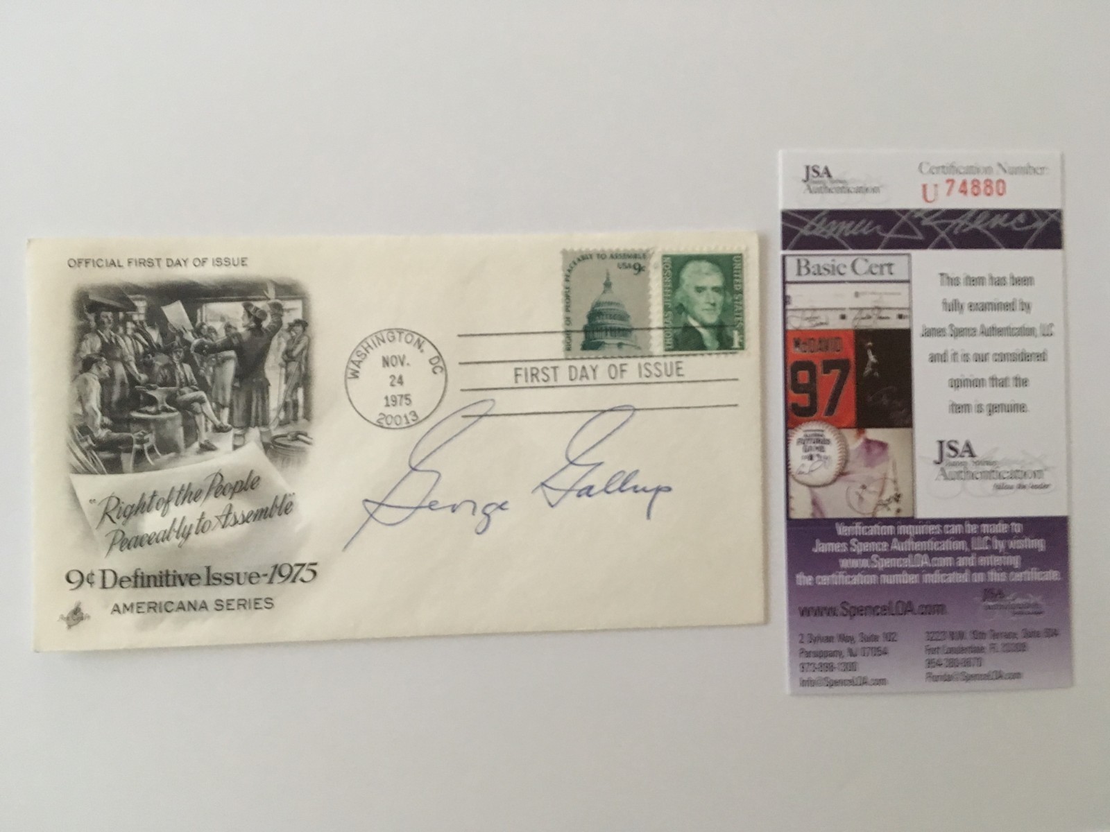 George Gallup Signed Autographed First Day Cover JSA Certified
