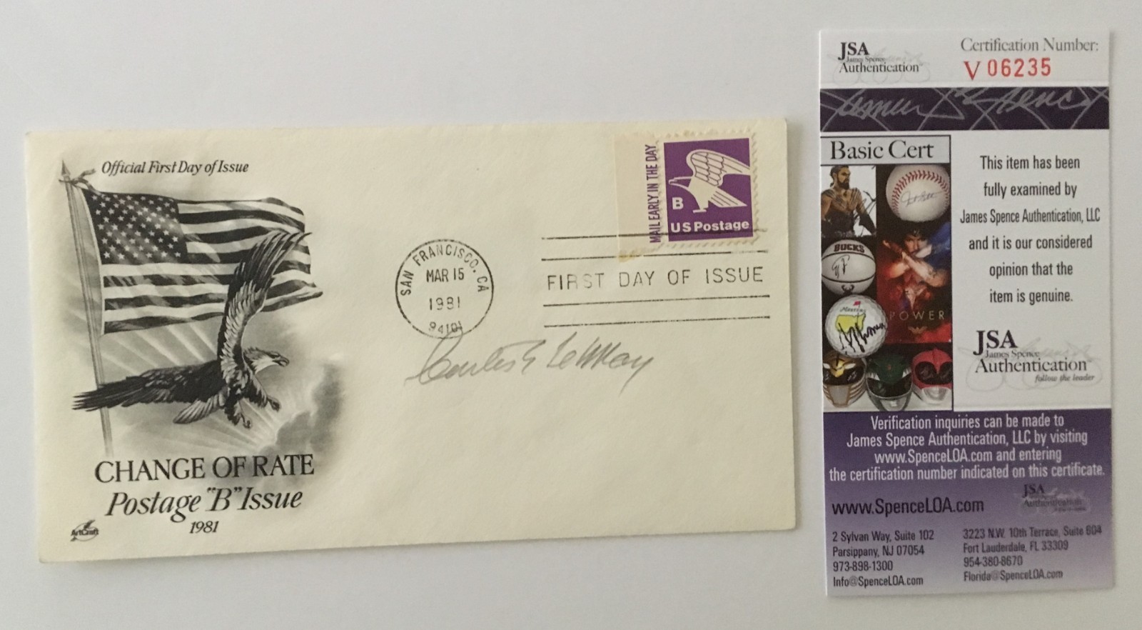 Curtis LeMay Signed Autographed First Day Cover JSA Certified Air Force General
