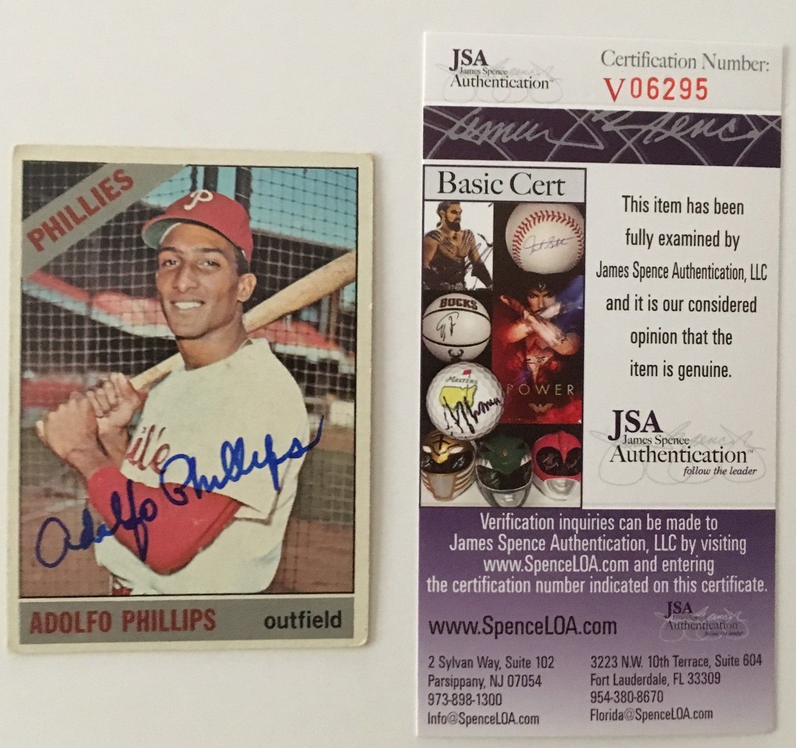 Adolfo Phillips Signed Autographed 1966 Topps Card #32 JSA Certified
