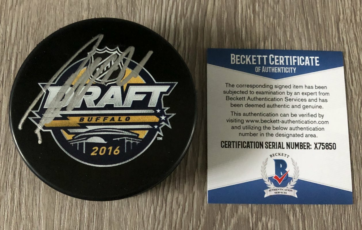 PATRIK LAINE WINNIPEG JETS SIGNED 2016 NHL DRAFT PUCK A w/EXACT PROOF BAS COA
