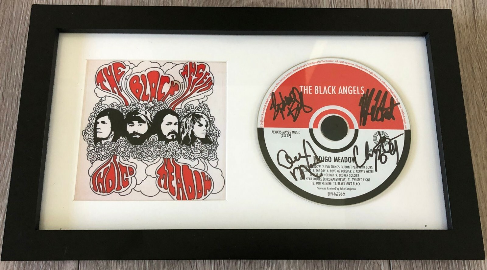 THE BLACK ANGELS SIGNED AUTOGRAPH INDIGO MEADOW FRAMED CD w/PROOF
