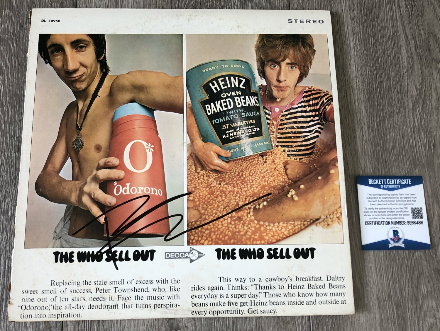 PETE TOWNSHEND SIGNED THE WHO SELL OUT VINYL ALBUM w/PROOF & BECKETT BAS COA
