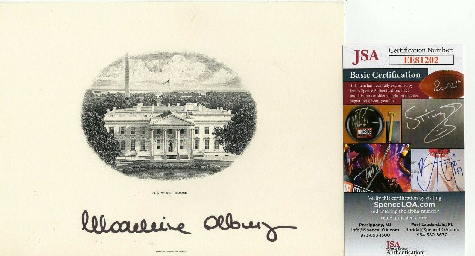 Madeleine Albright Signed BEP White House Engraving w/ JSA COA #EE81202