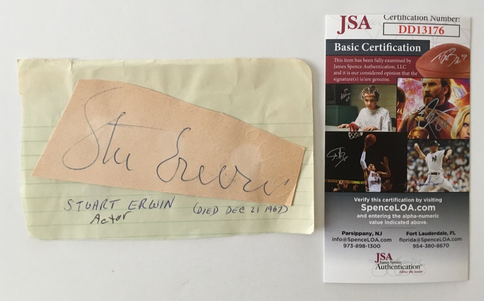 Stuart Erwin Signed Autographed Cut JSA Certified
