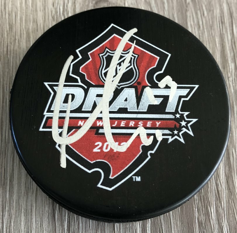 MAX DOMI SIGNED MONTREAL CANADIENS COYOTES 2013 NHL DRAFT PUCK A w/EXACT PROOF
