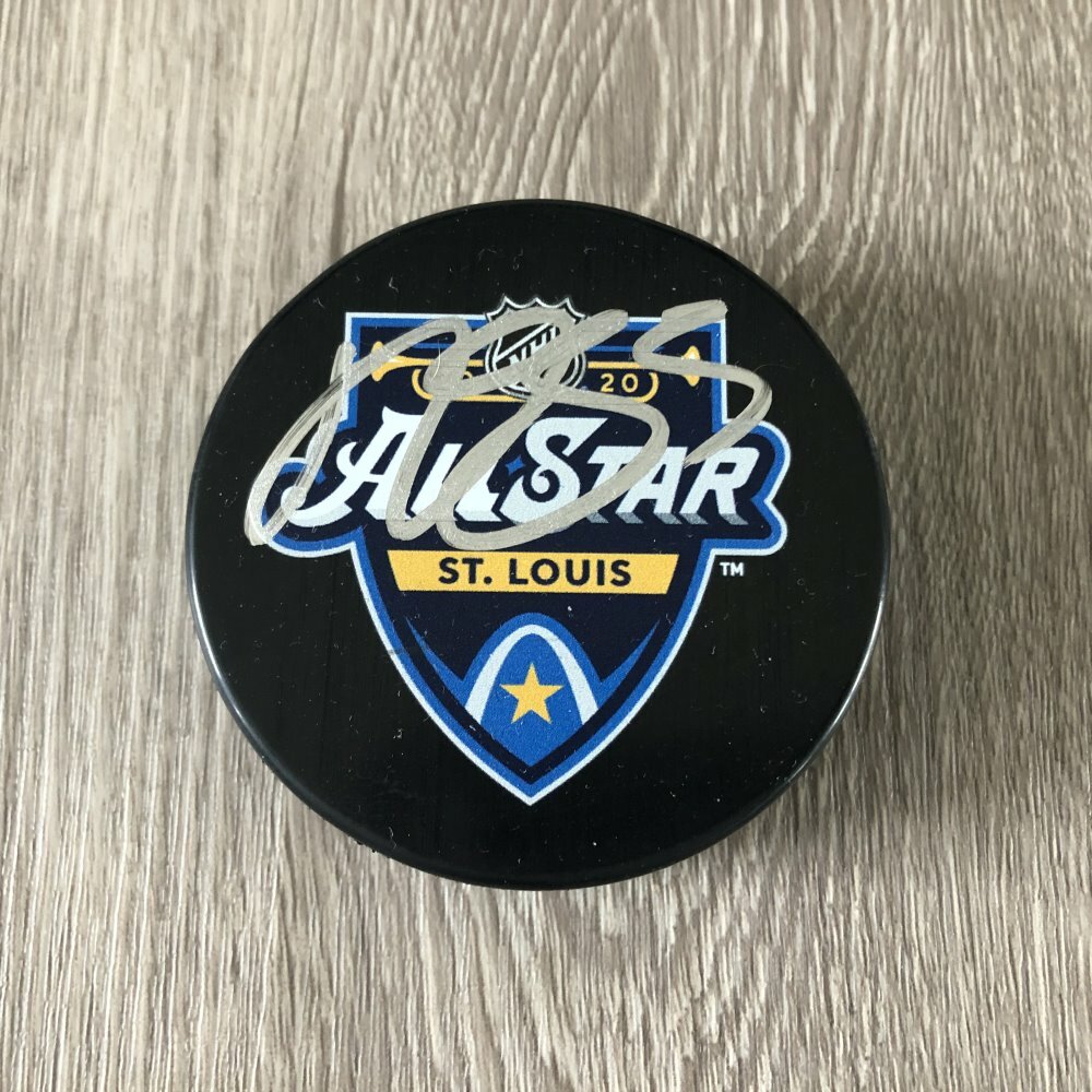 MARK GIORDANO CALGARY FLAMES SIGNED 2020 NHL ALL STAR GAME PUCK C w/PROOF
