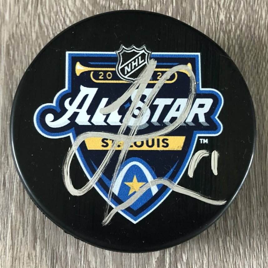JONATHAN HUBERDEAU FLORIDA PANTHERS SIGNED 2020 NHL ALL STAR GAME PUCK C w/PROOF

