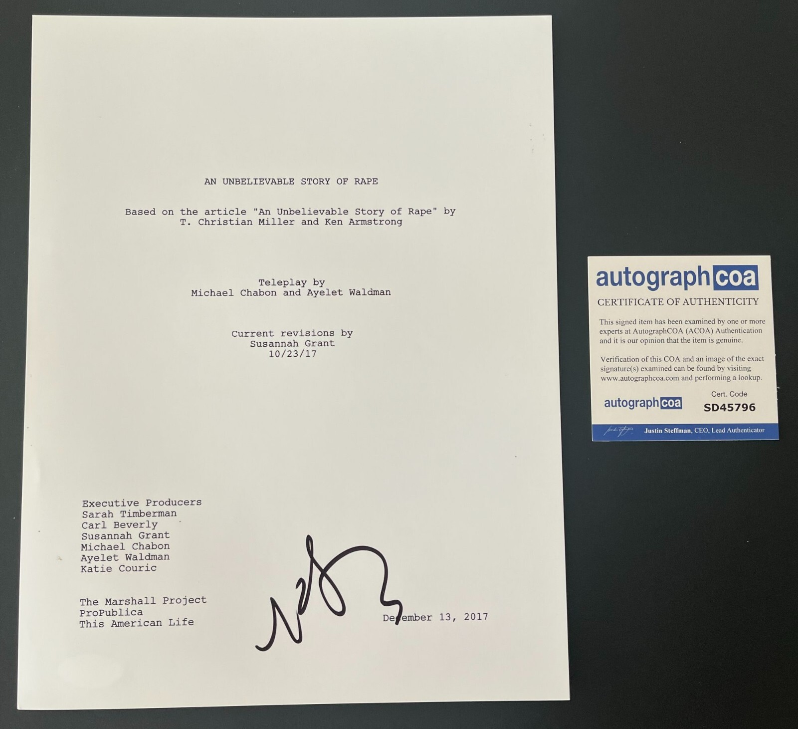 KAITLYN DEVER SIGNED AUTOGRAPH UNBELIEVABLE 70 PAGE PILOT SCRIPT w/PROOF
