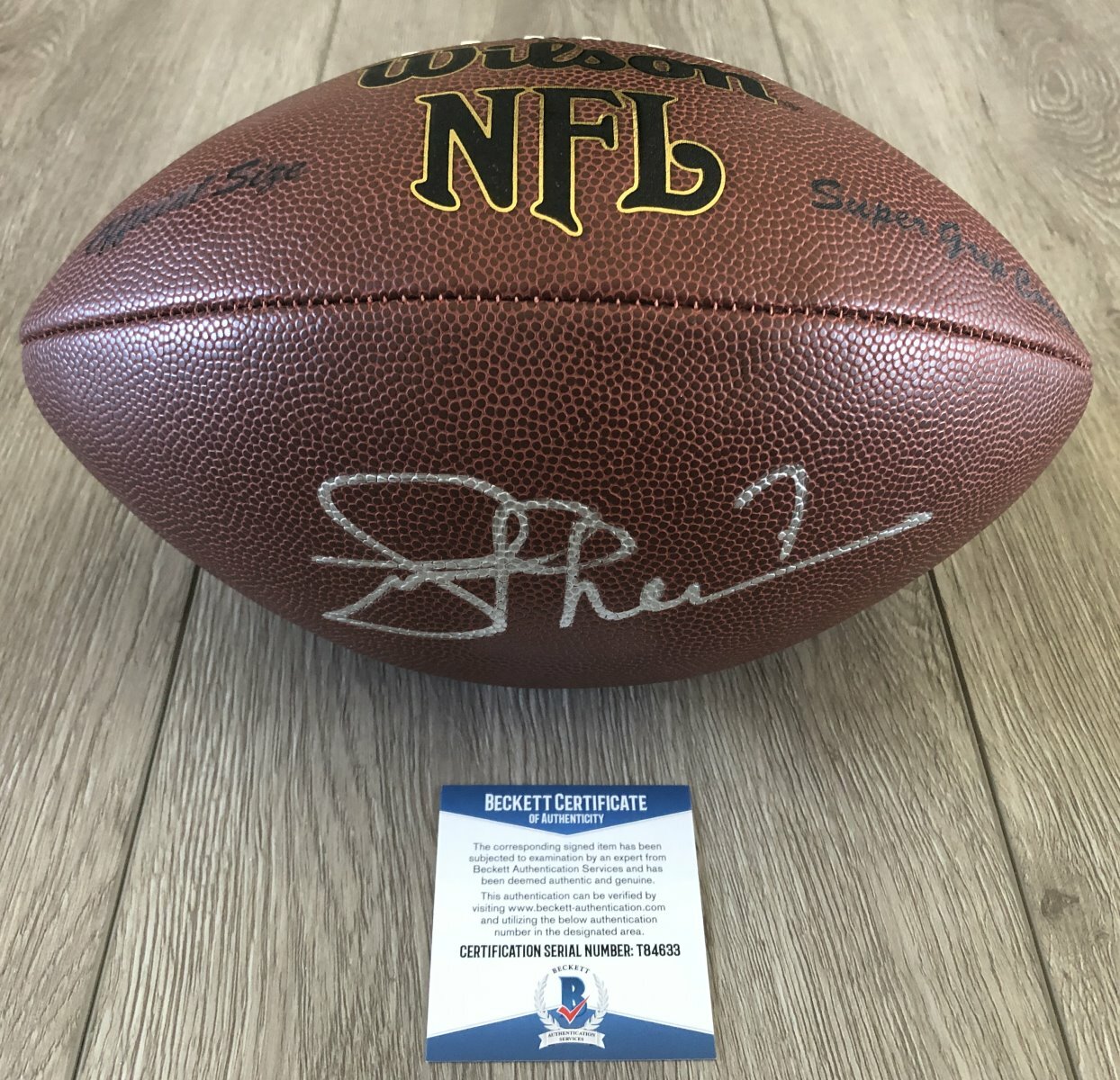 JOE THEISMANN WASHINGTON REDSKINS SIGNED NFL FOOTBALL w/EXACT PROOF & BAS COA
