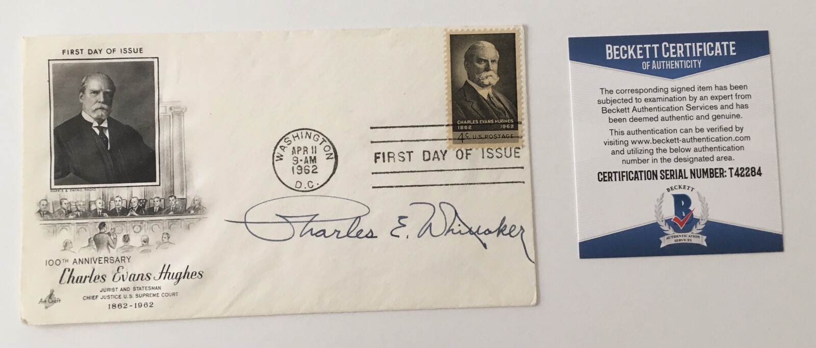 Charles Whittaker Signed Autographed First Day Cover BAS Beckett Supreme Court
