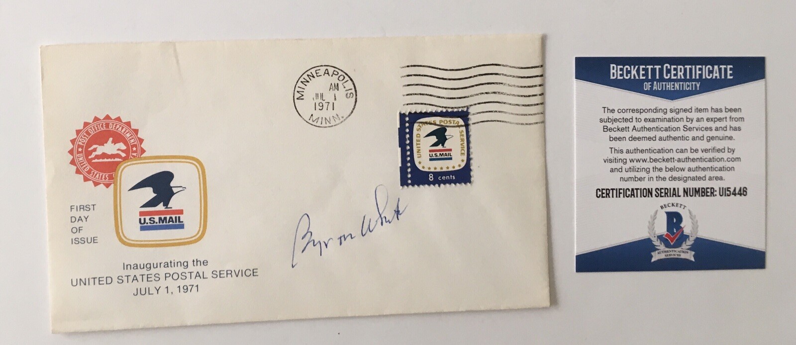 Byron White Signed Autographed First Day Cover BAS Beckett Cert Supreme Court
