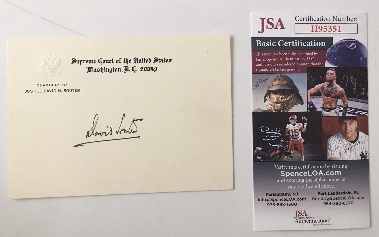 David Souter Signed Autographed Supreme Court Chambers Card JSA Certified
