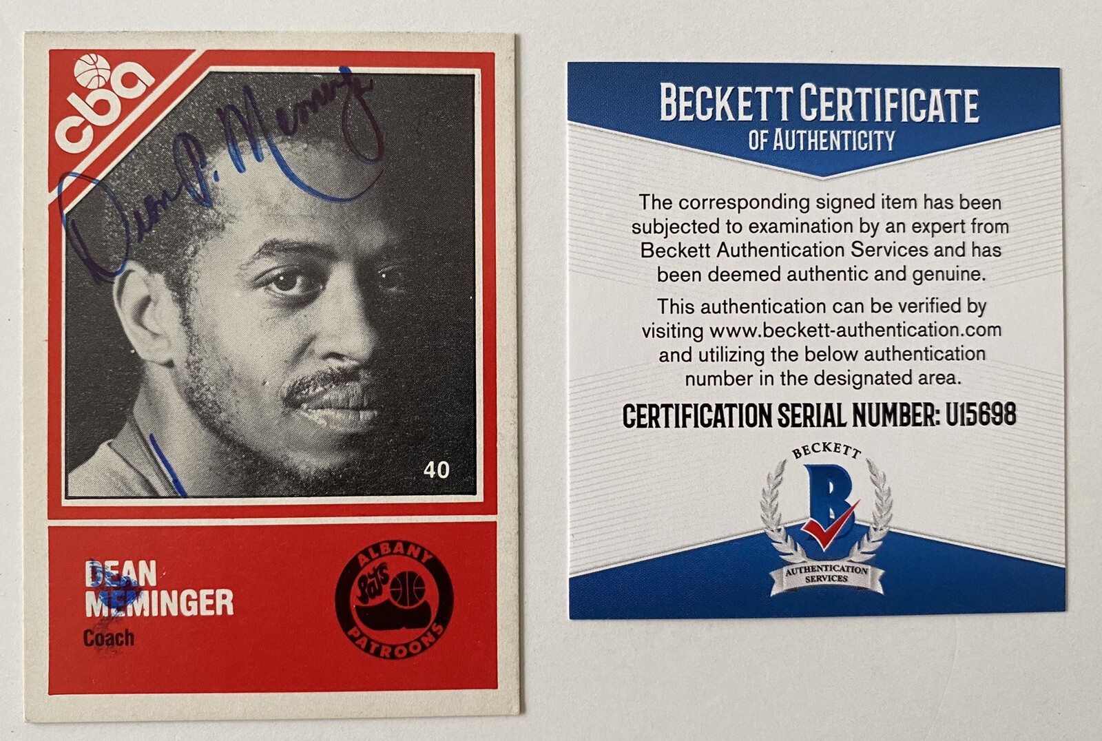 Dean Meminger Signed Autographed 1982-83 TCMA CBA Card #40 BAS Beckett Cert
