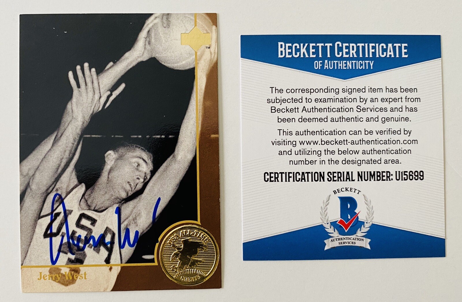 Jerry West Signed Autographed 1994 Upper Deck USA Basketball Card 87 BAS Beckett
