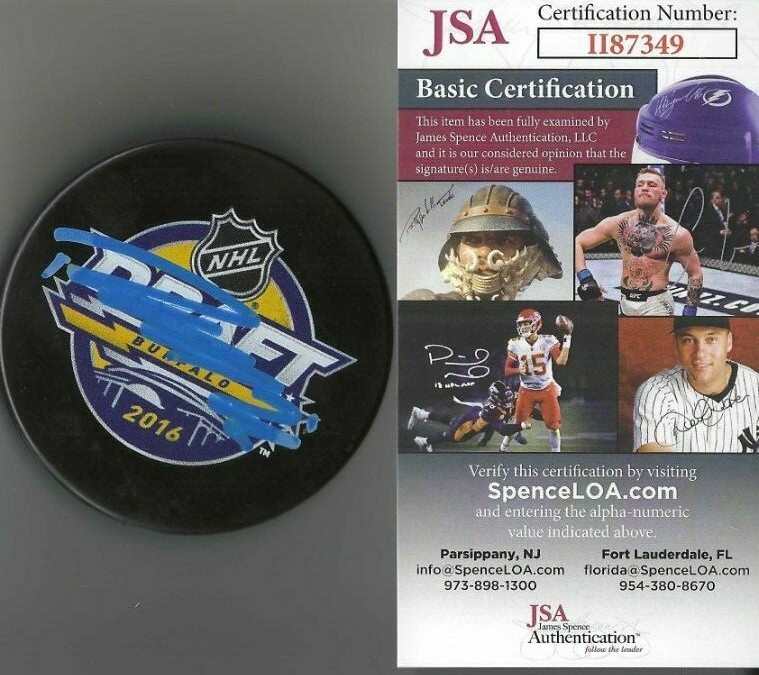 Patrik Laine Signed 2016 NHL Draft Puck w JSA COA #II87349 Columbus Blue Jackets