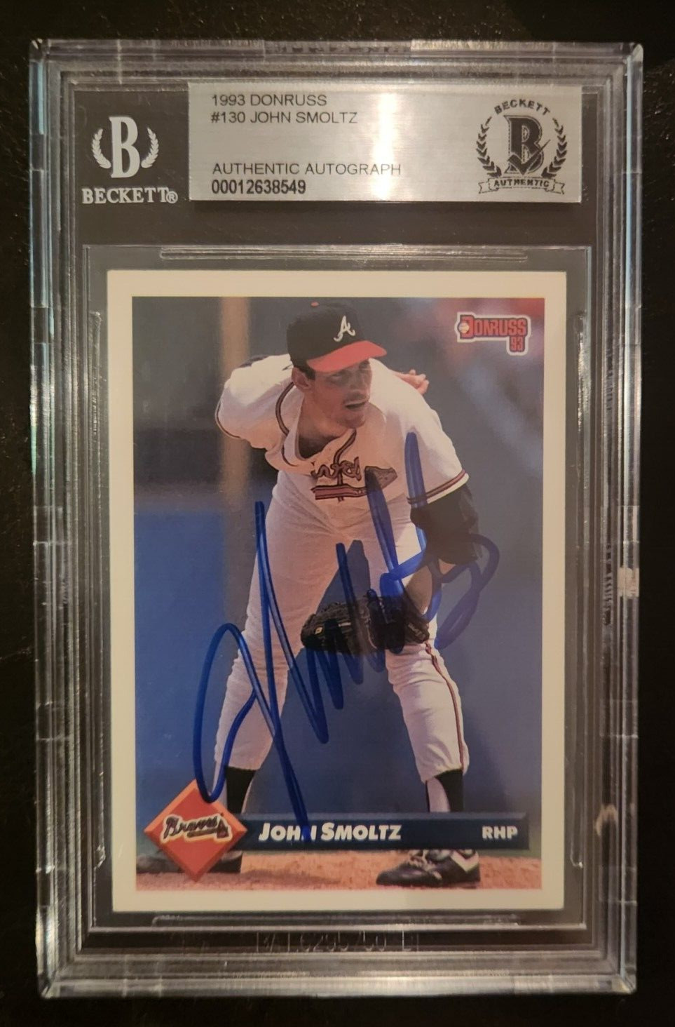 John Smoltz Signed 1993 Donruss Card #130 w/ BAS COA Beckett Encapsulation