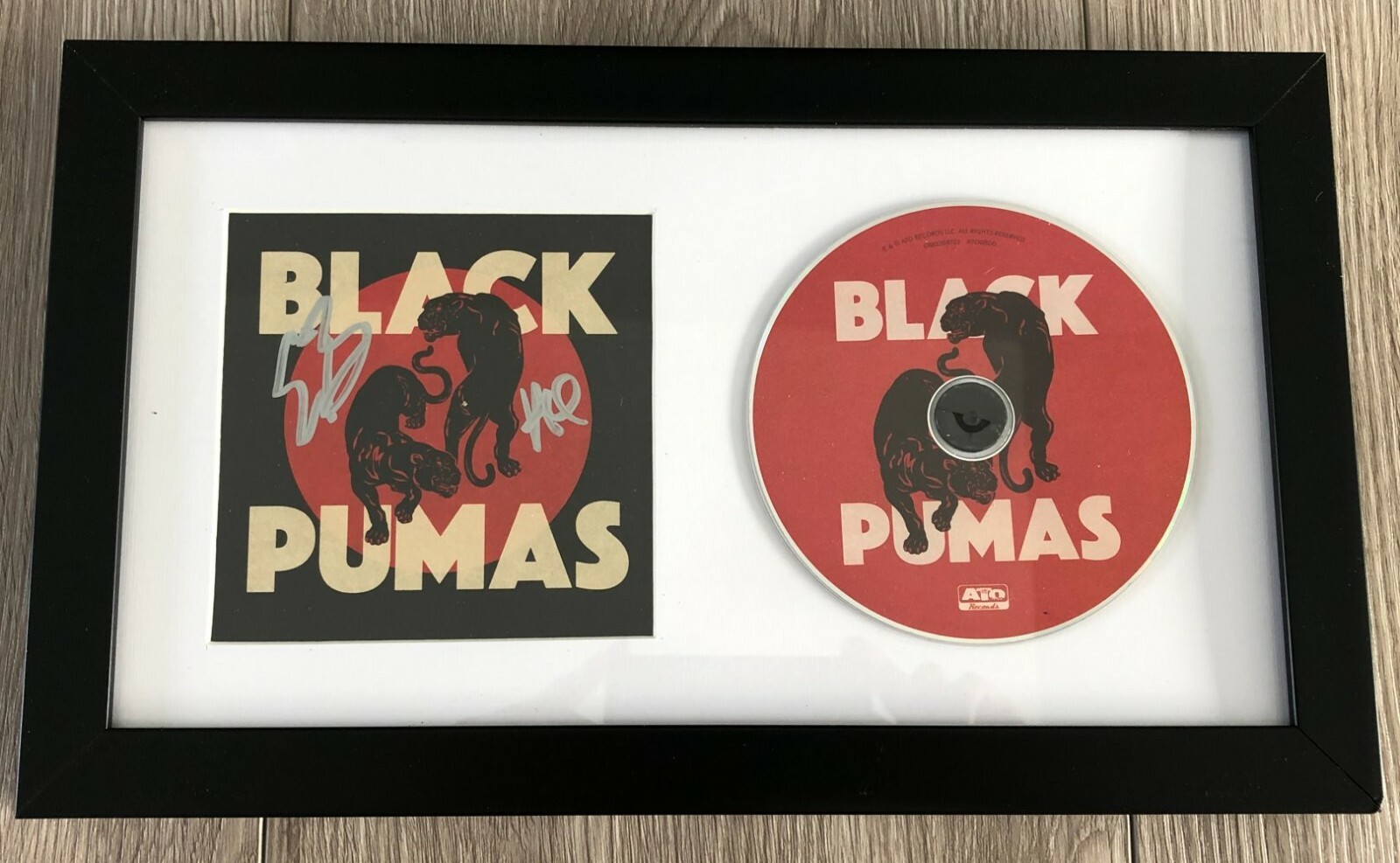 THE BLACK PUMAS SIGNED AUTOGRAPH FRAMED & MATTED CD ERIC BURTON & ADRIAN QUESADA
