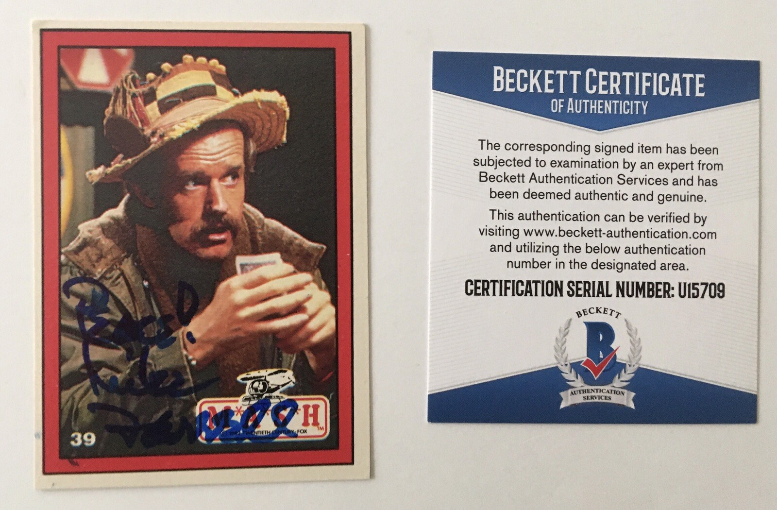 Mike Farrell Signed Autographed 1982 Donruss MASH Card #39 Beckett BAS Certified
