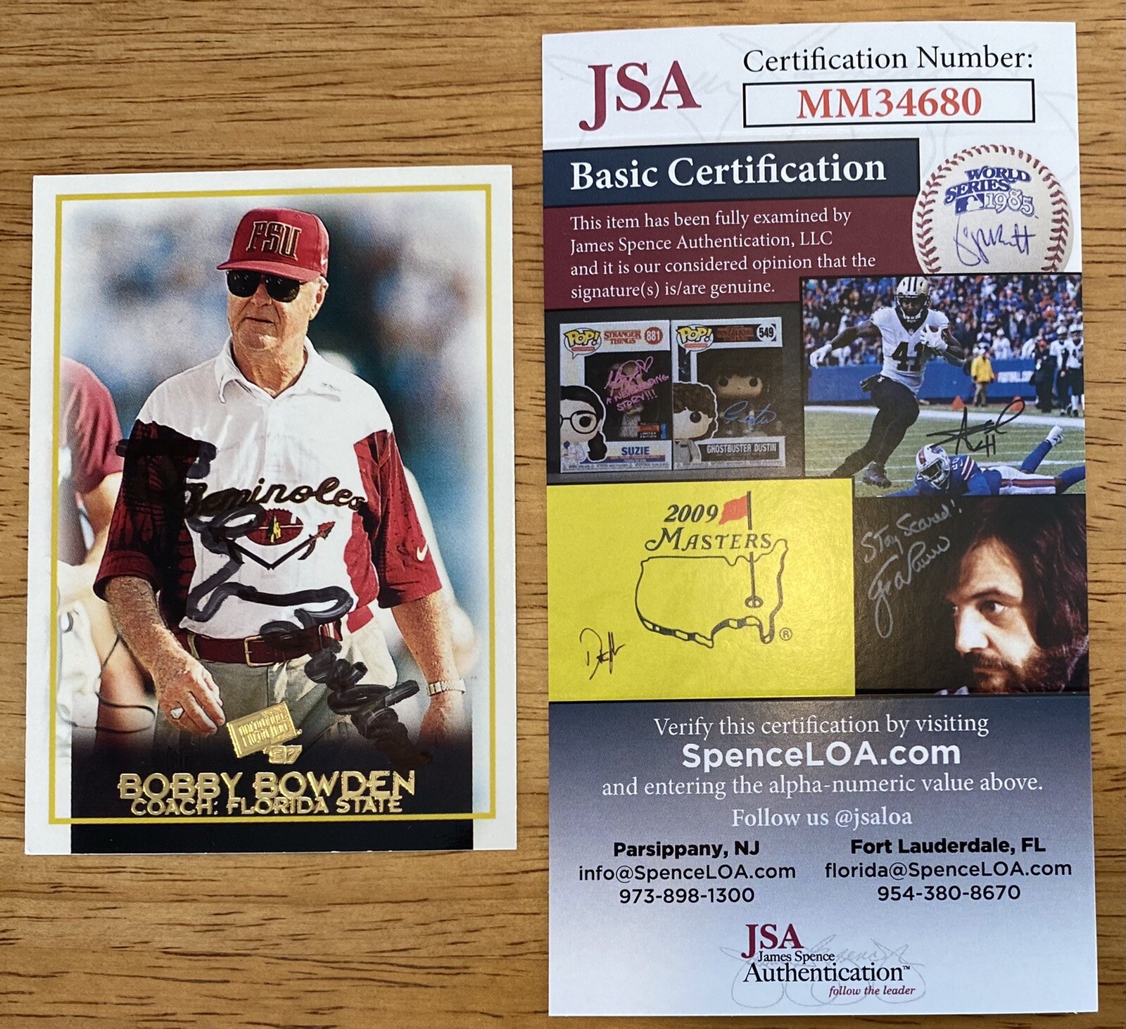 Bobby Bowden Signed Autographed 1997 Press Pass Card #45 JSA Certified
