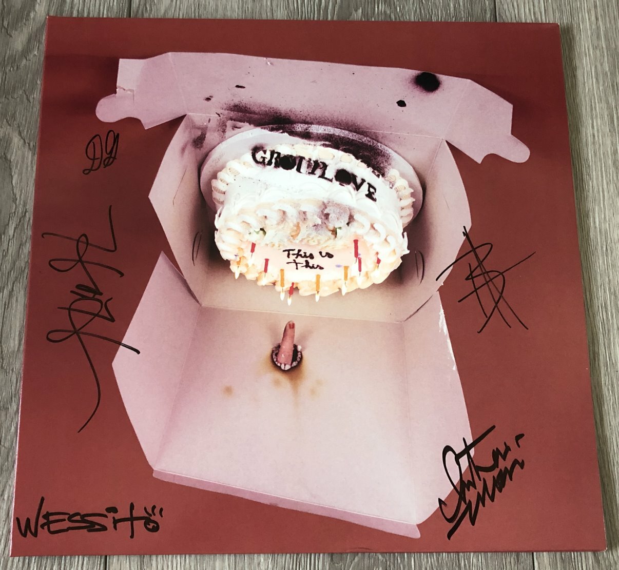 GROUPLOVE SIGNED AUTOGRAPH THIS IS THIS VINYL ALBUM CHRISTIAN & HANNAH +3 wPROOF
