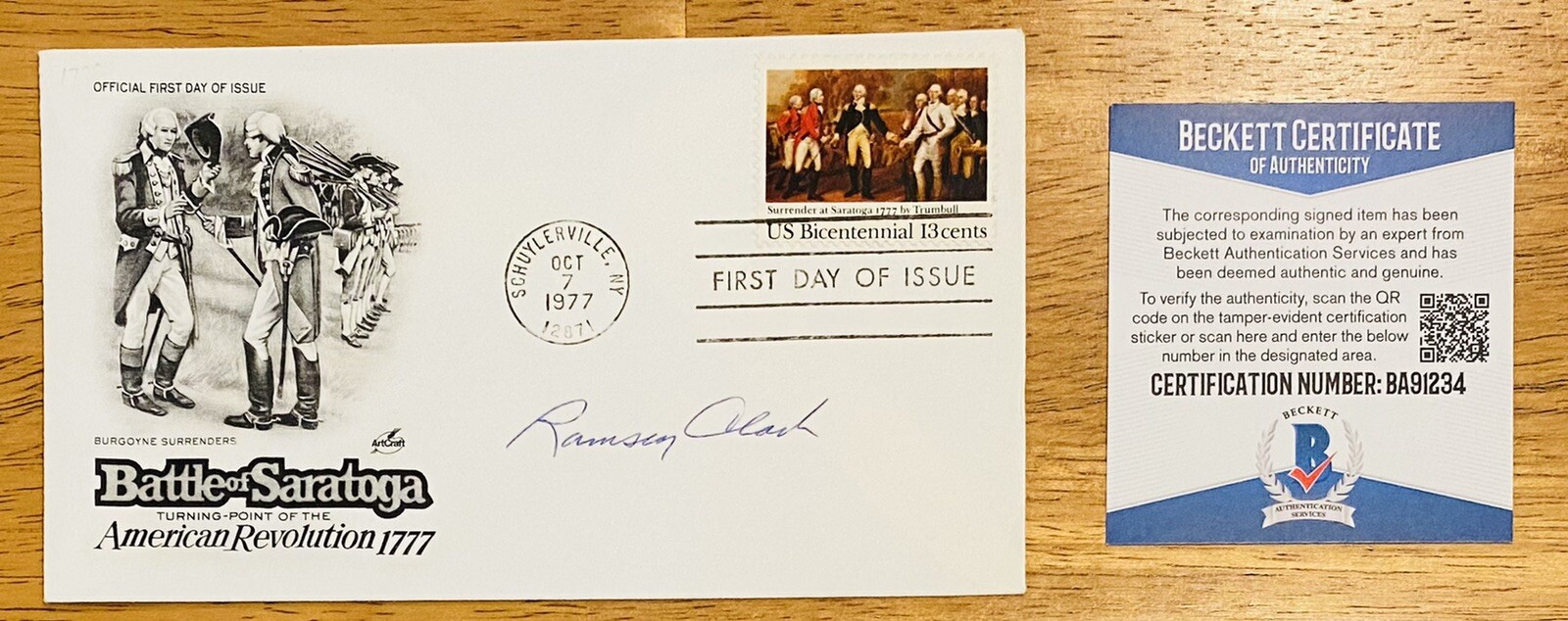 Ramsey Clark Signed Autographed First Day Cover Beckett BAS Attorney General 2
