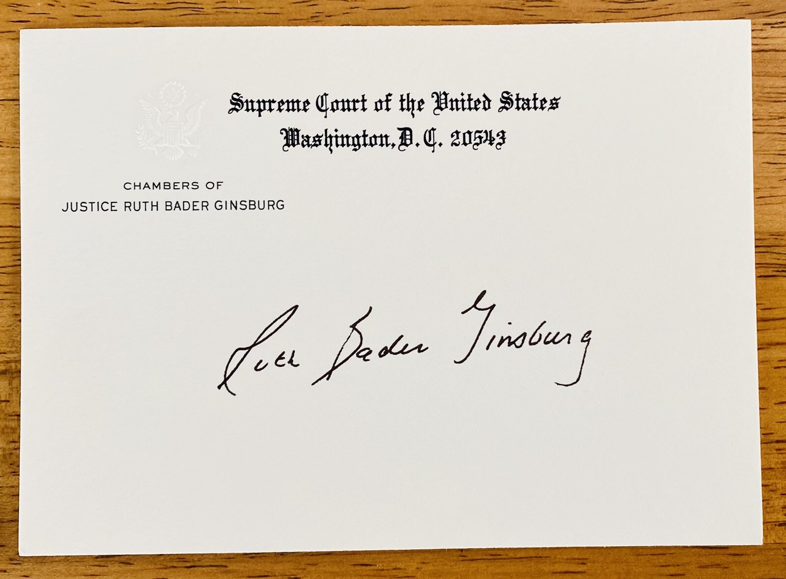 Ruth Bader Ginsburg Signed Autographed Supreme Court Card Full JSA Letter RBG
