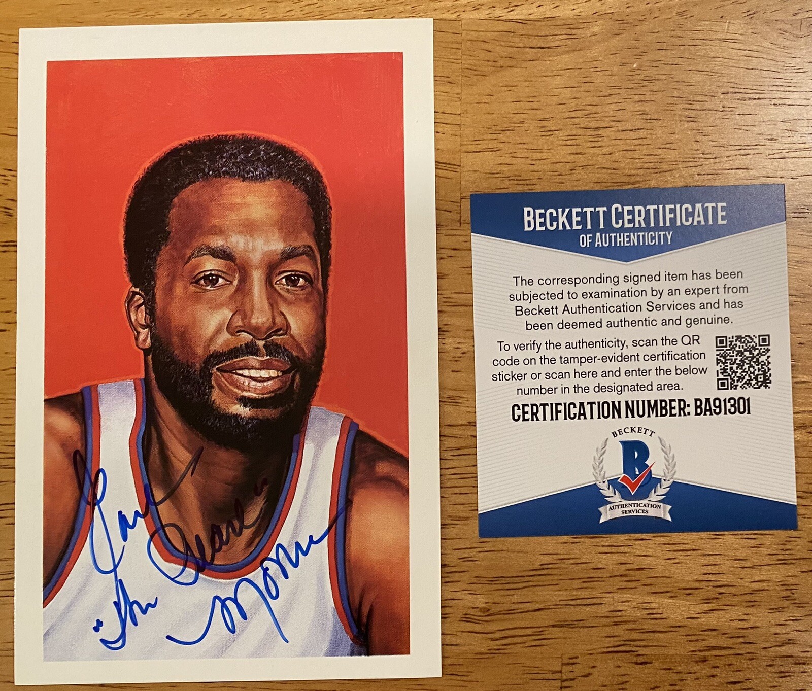 Earl Monroe Signed Autographed Ron Lewis HOF Postcard Beckett BAS Cert
