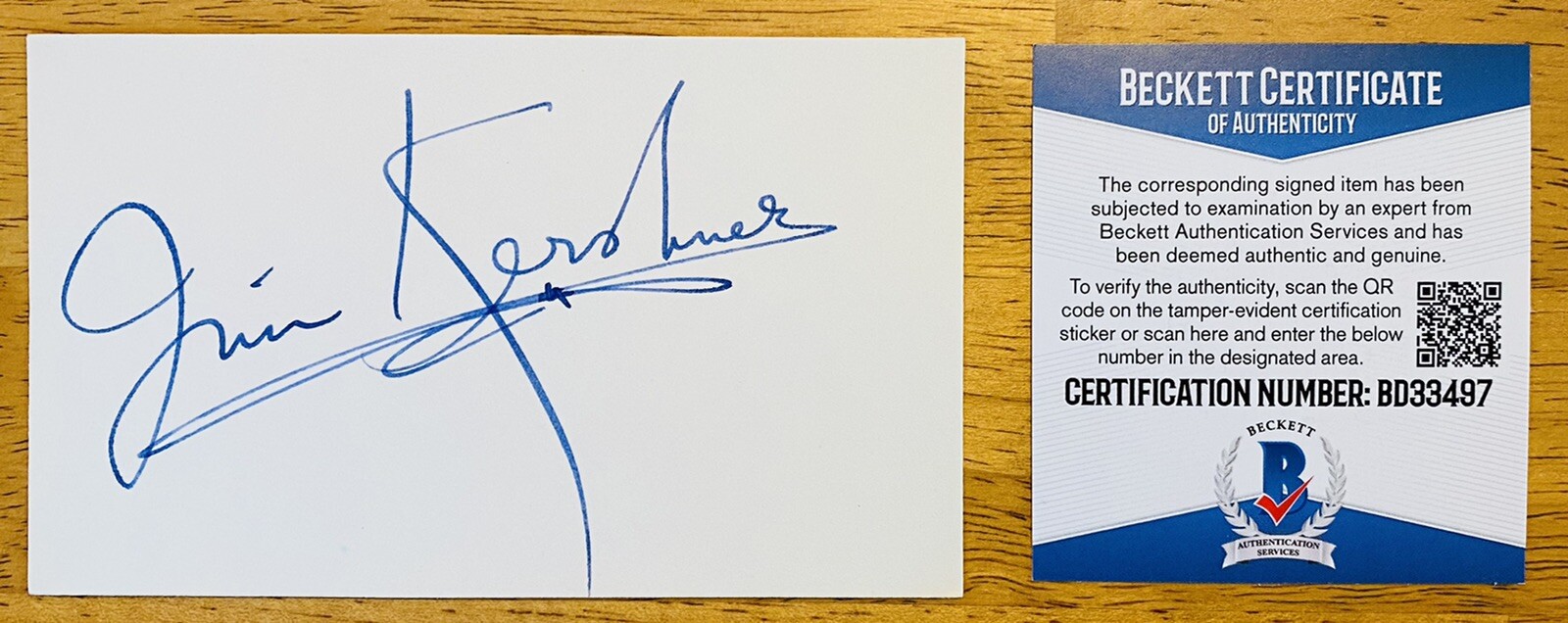 Irvin Kershner Signed Autographed 3x5 Card BAS Beckett Certified Star Wars
