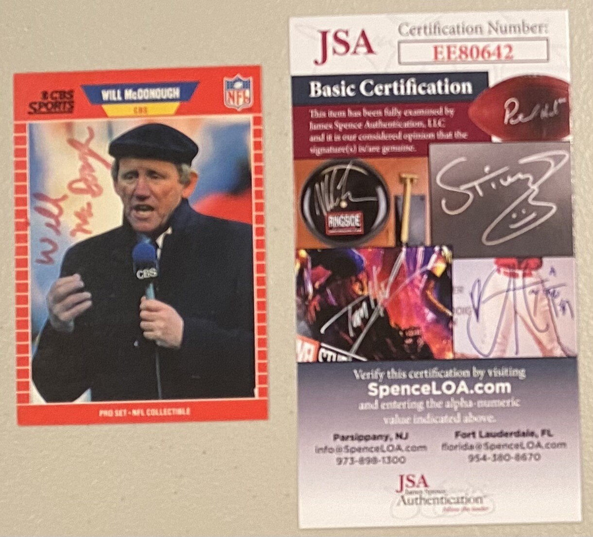 Will McDonough Signed Autographed 1989 Pro Set Announcer Card #22 JSA Certified
