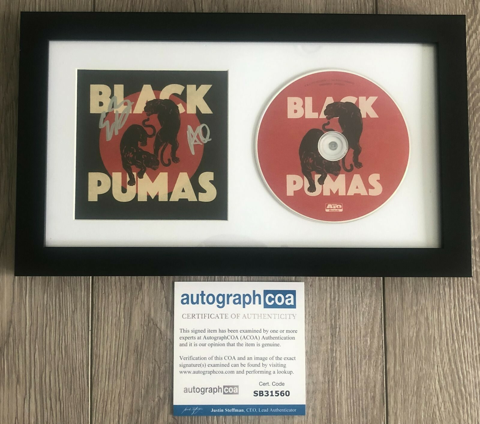THE BLACK PUMAS BAND SIGNED FRAMED & MATTED DEBUT CD COLORS w/ AUTOGRAPH ACOA
