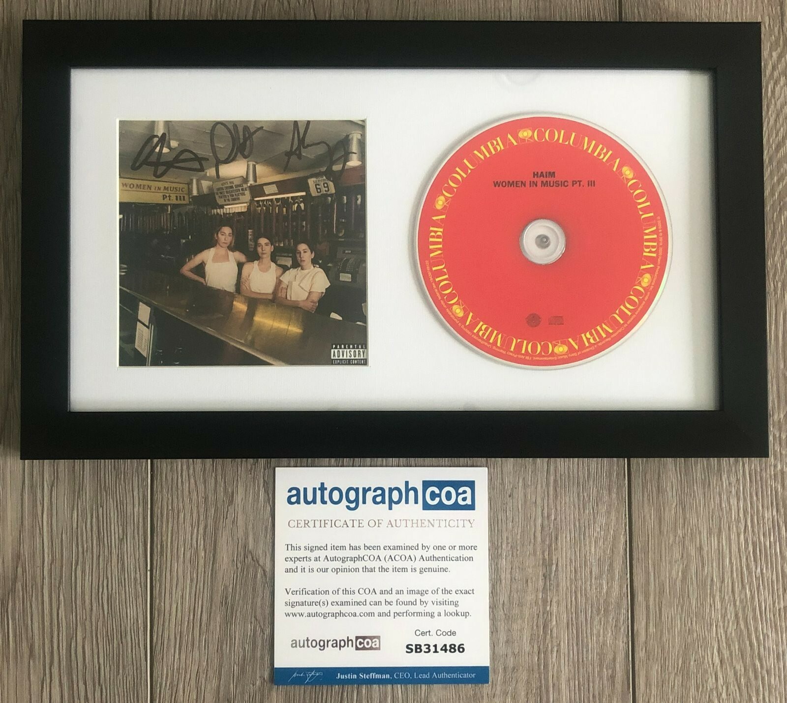 HAIM SIGNED FRAMED & MATTED WOMEN IN MUSIC PT. III CD w/ AUTOGRAPH ACOA
