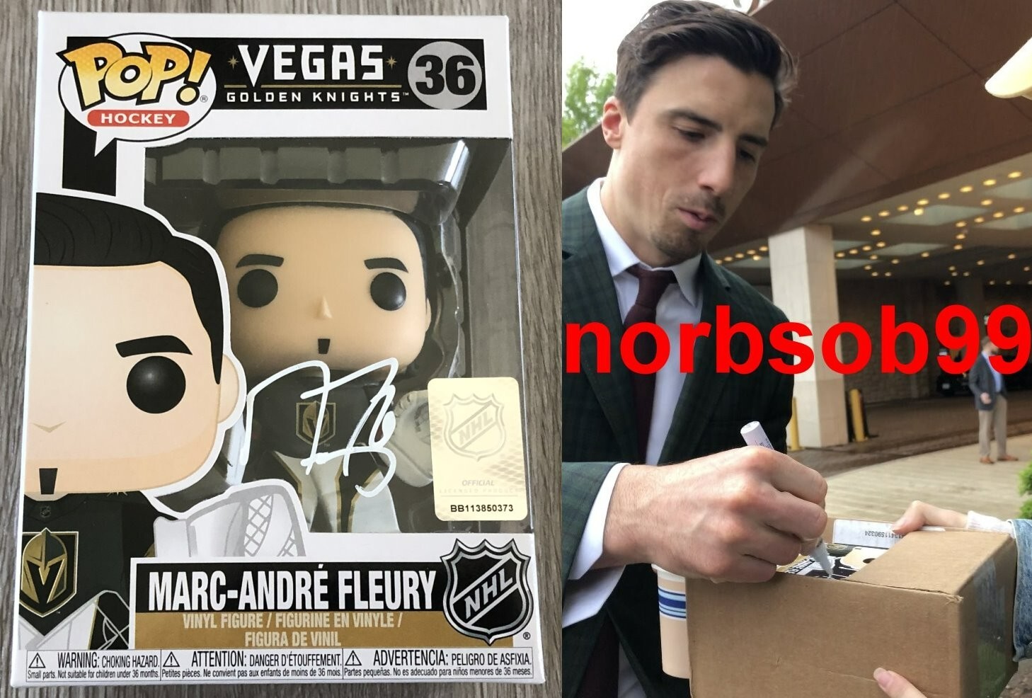 MARC ANDRE FLEURY VEGAS GOLDEN KNIGHTS SIGNED POP FUNKO wEXACT PROOF BECKETT COA
