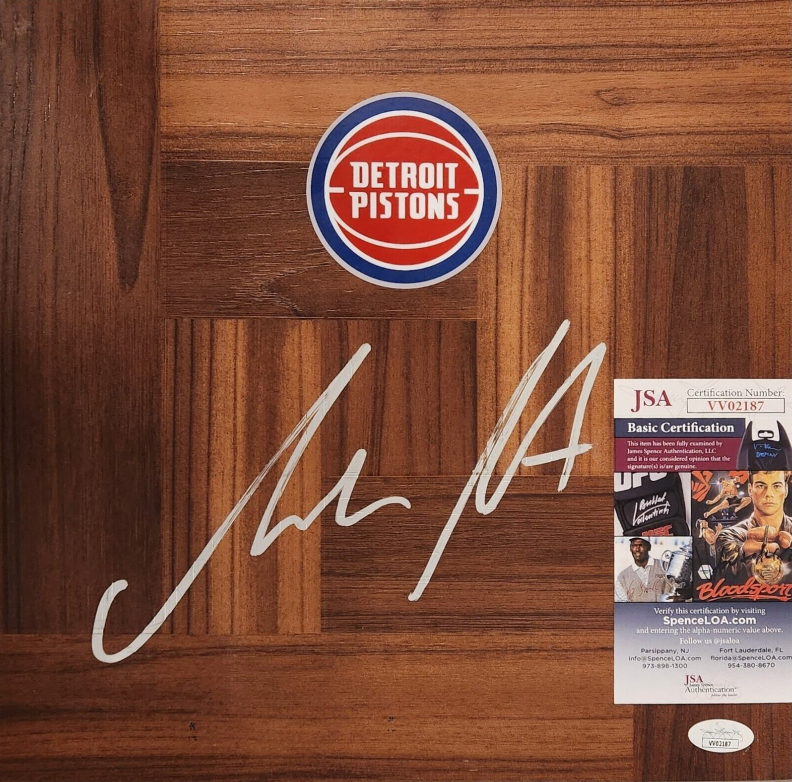 Isaiah Stewart Signed Floorboard w/ JSA COA #VV02187 Detroit Pistons
