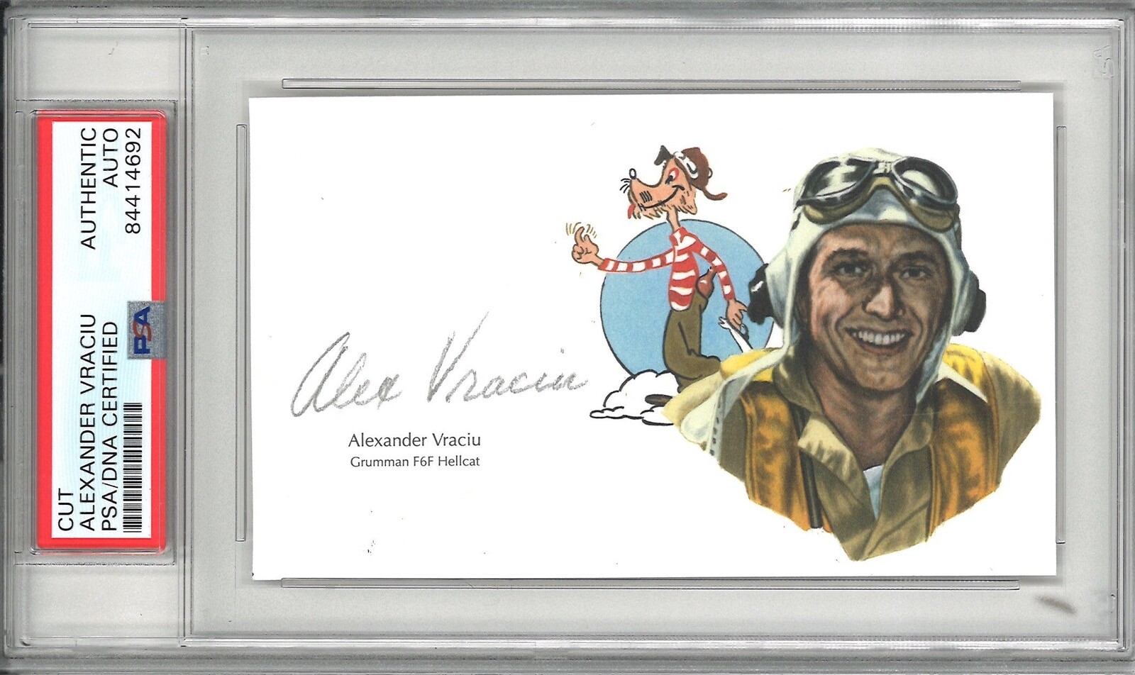 ALEX VRACIU SIGNED CUT SIGNATURE PSA DNA 84414692 (D) WWII NAVY ACE 19 VICTORIES COLLECTIBLE MEMORABILIA