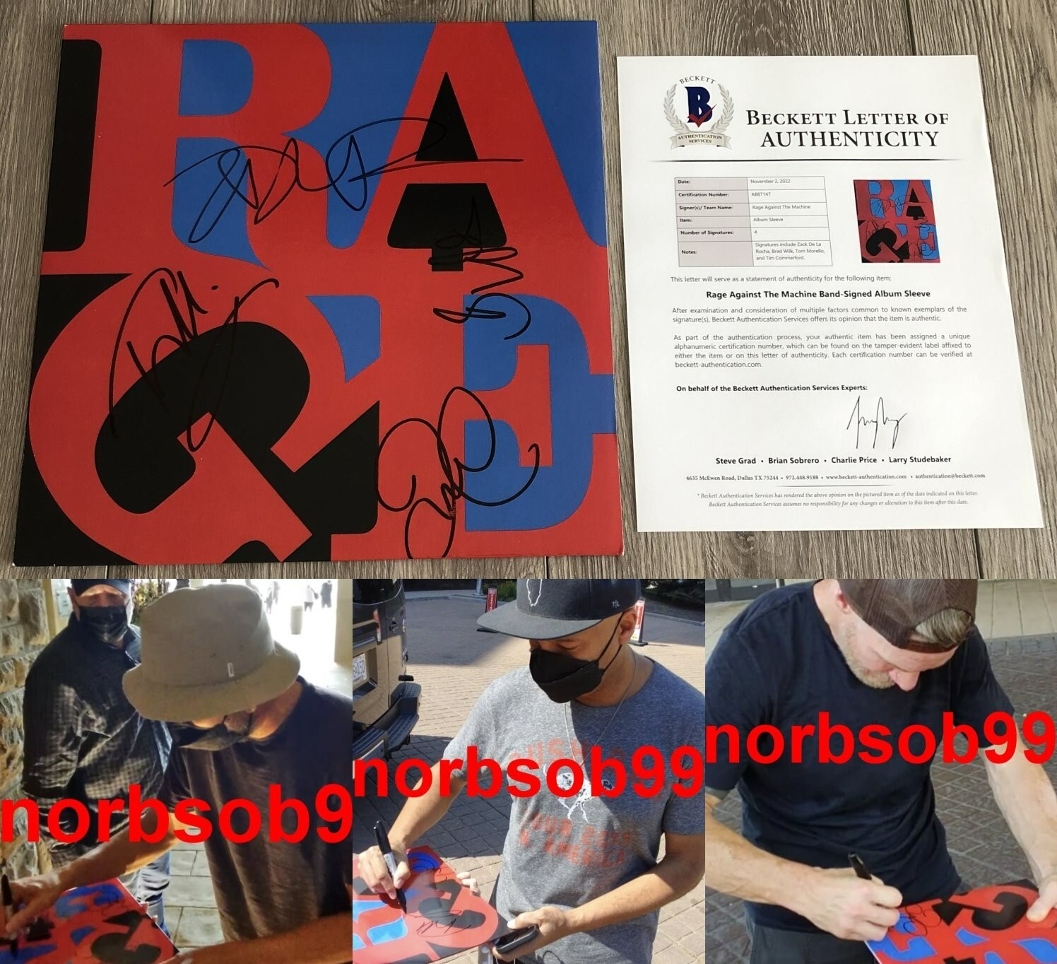 RAGE AGAINST THE MACHINE SIGNED RENEGADES VINYL w/EXACT PROOF BECKETT BAS LOA
