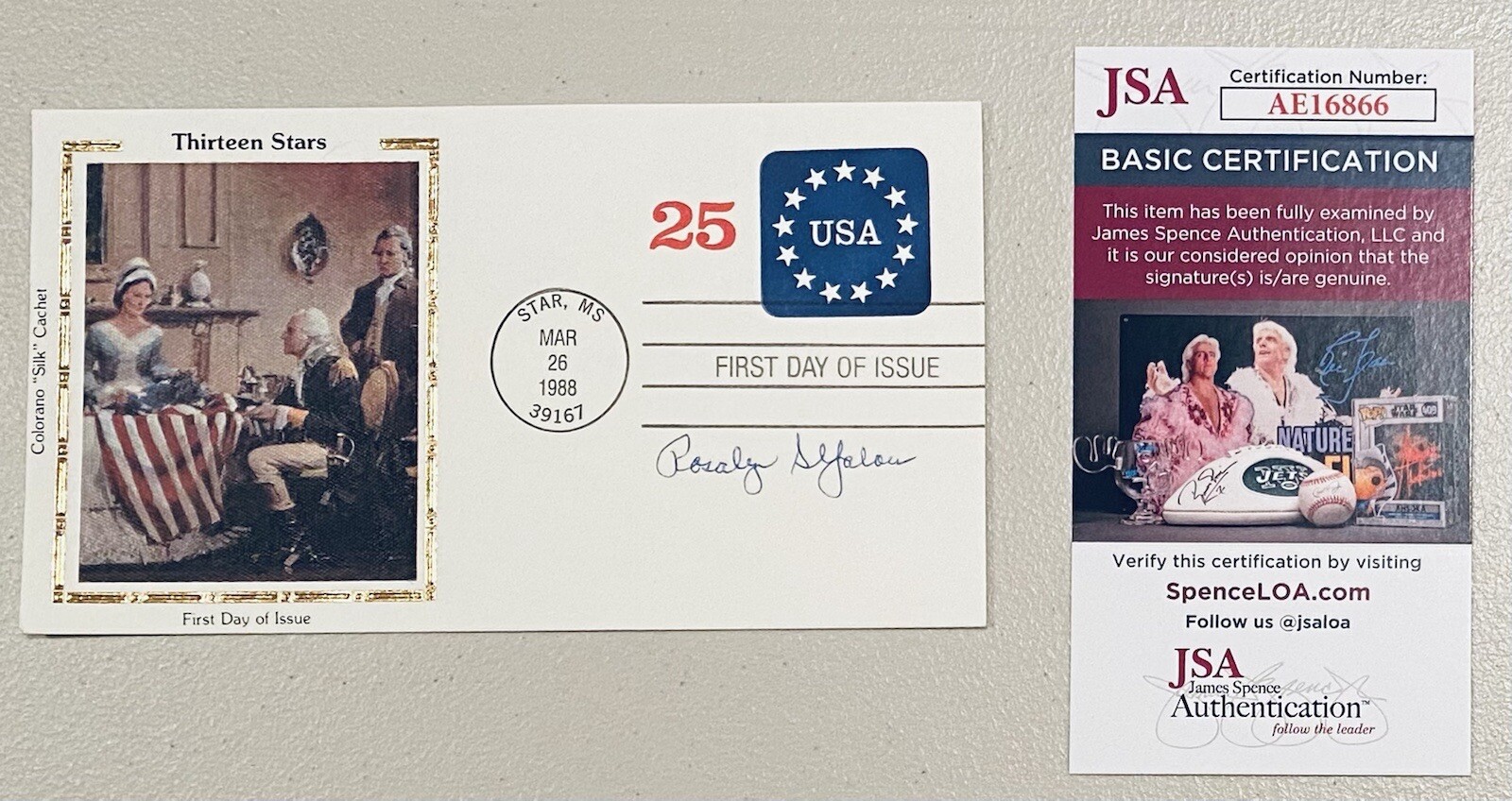 ROSALYN YALOW SIGNED AUTOGRAPHED FIRST DAY COVER JSA 1977 NOBEL PRIZE MEDICINE 2 COLLECTIBLE MEMORABILIA