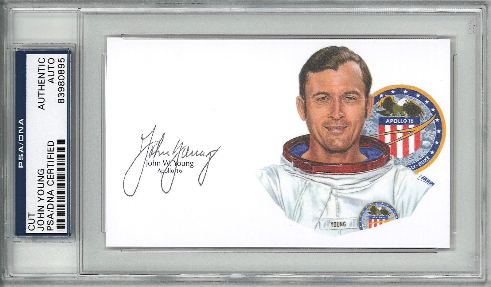 JOHN YOUNG SIGNED CUT SIGNATURE PSA DNA 83980895 (D) APOLLO 16 MOONWALKER