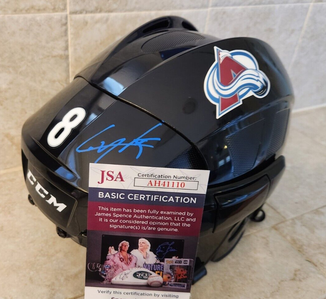 Cale Makar Signed Full-Size Hockey Helmet w/ JSA COA #AH41110 Colorado Avalanche